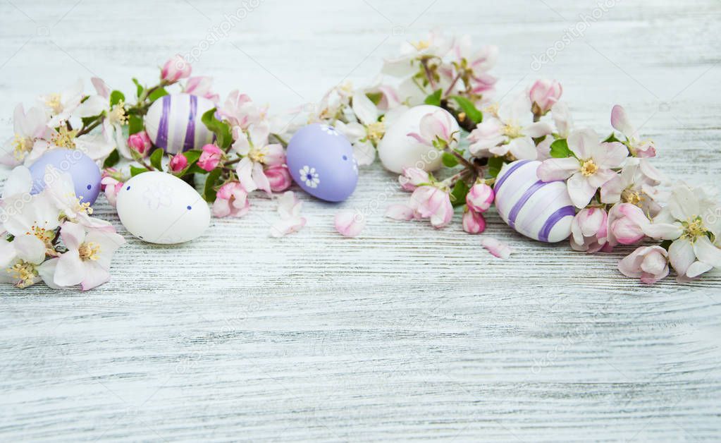 Easter eggs with blossom