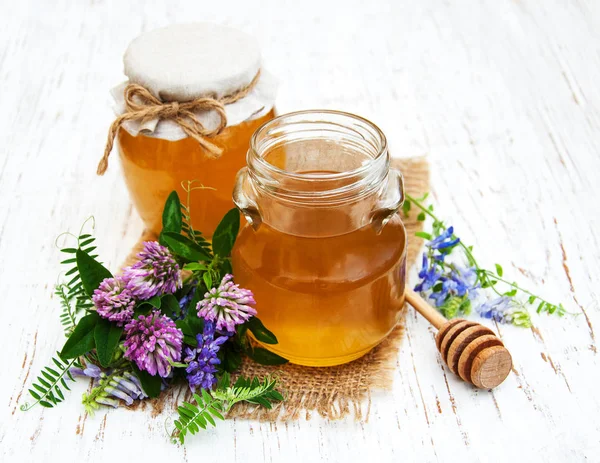 Miel y flores silvestres — Foto de Stock
