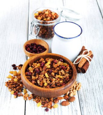 Ev yapımı granola ve süt