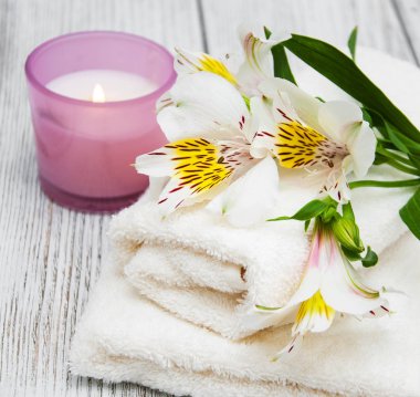 Alstroemeria çiçekler ile Spa kompozisyon