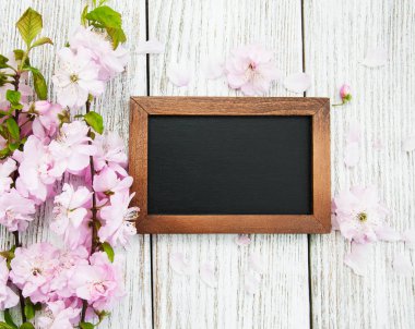 Sakura çiçeği ile yazı tahtası