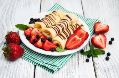 çilek ve çikolata soslu krep