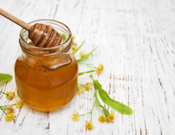 Jar with honey — Stock Photo, Image