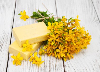  St John's wort çiçekler ve sabun