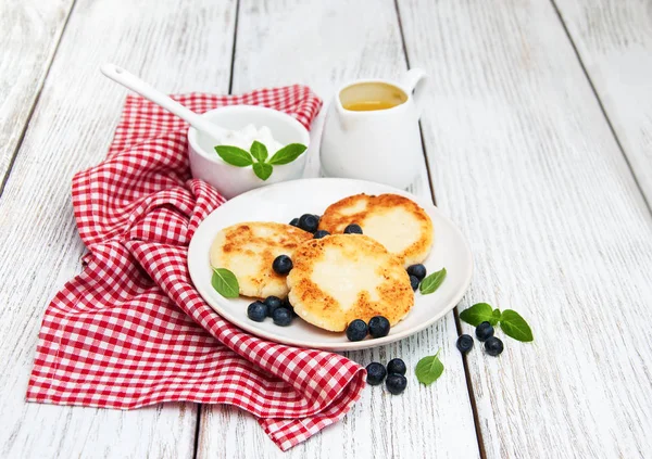Cheese pancake with blueberry — Stock Photo, Image