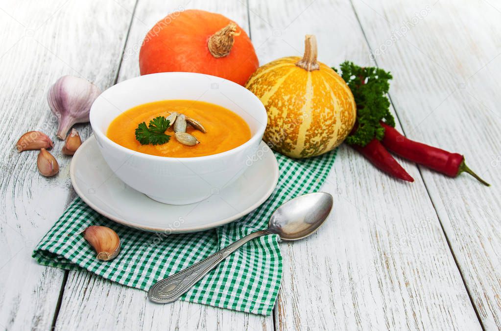 Pumpkin soup and  pumpkins