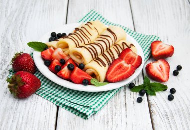 çilek ve çikolata soslu krep