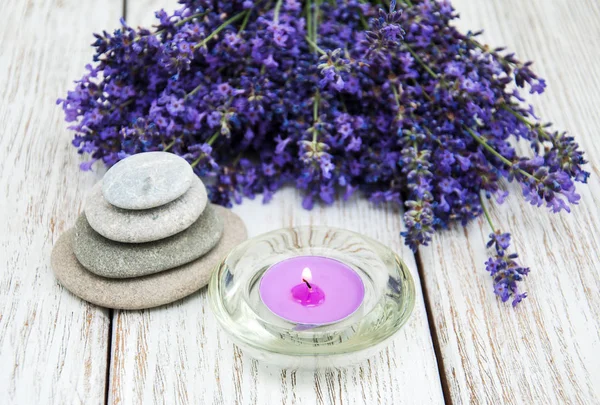 Lavender and massage stones — Stock Photo, Image