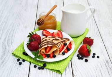 çilek ve çikolata soslu krep