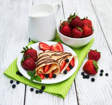 çilek ve çikolata soslu krep