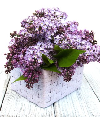 Bir masaya Lila çiçek