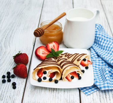 çilek ve çikolata soslu krep