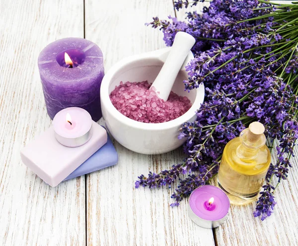 Produk spa dengan lavender — Stok Foto