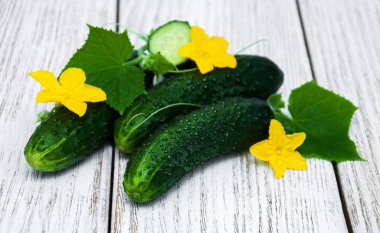 Bir tablo üzerinde taze salatalık