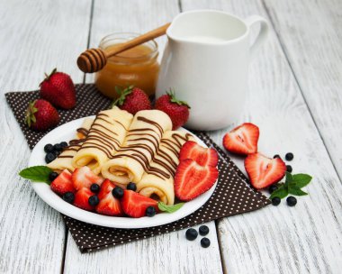 çilek ve çikolata soslu krep