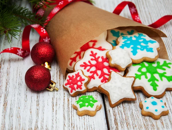 Ingefära och honung färgglada julkakor — Stockfoto