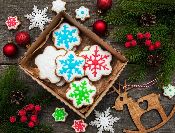 Box with Christmas cookies — Stock Photo, Image