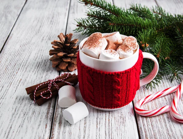 Рождественский какао с зефиром — стоковое фото