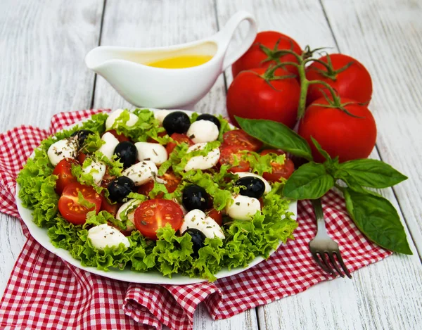 Sallad med mozarella ost och grönsaker — Stockfoto