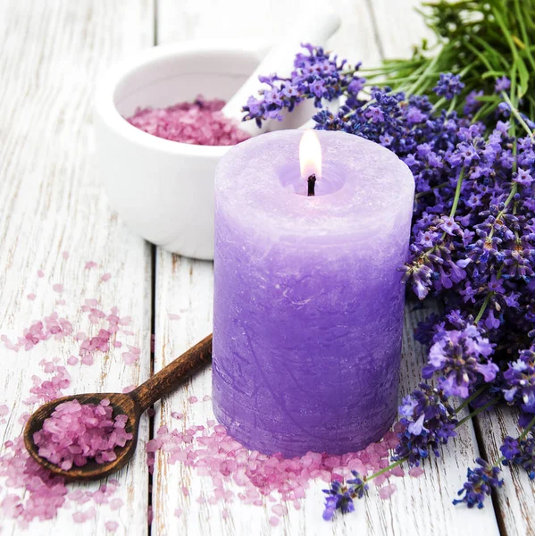 Spa products with lavender Royalty Free Stock Images