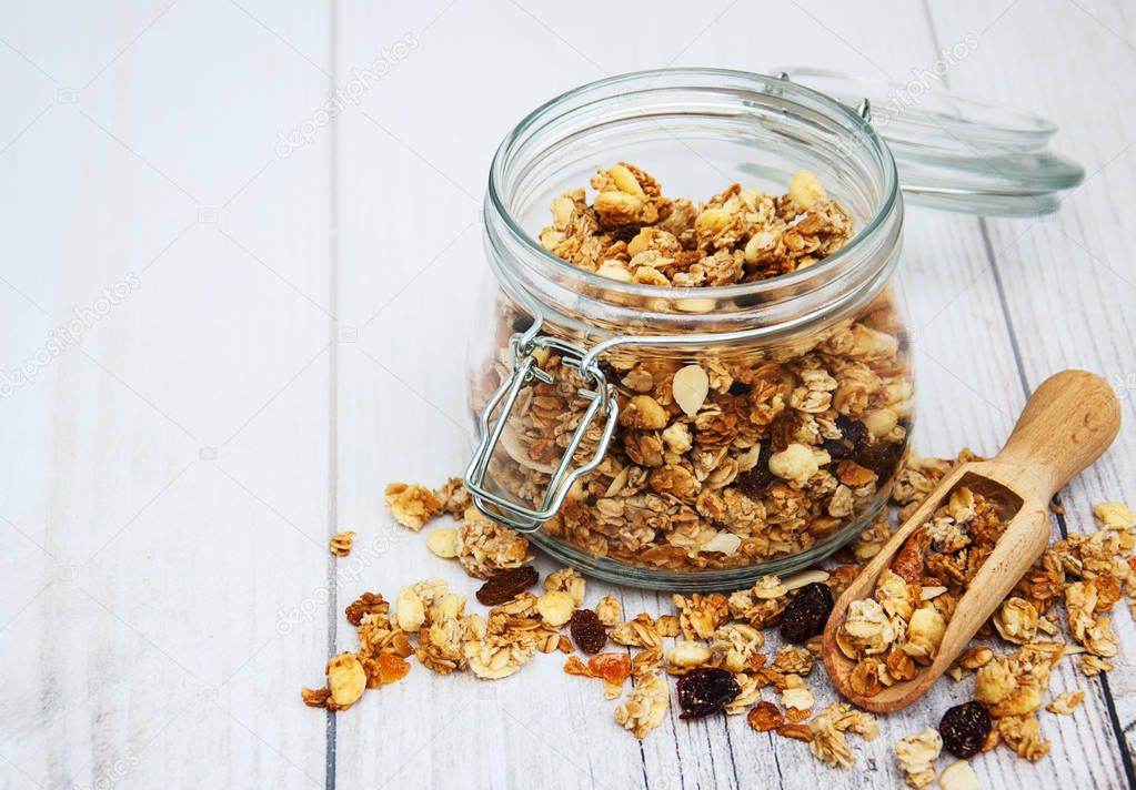 homemade granola in jar