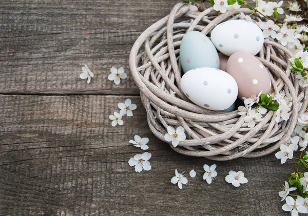 Ostereier und Frühlingsblüher — Stockfoto