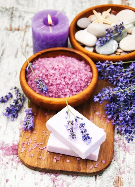 Spa products with lavender — Stock Photo, Image
