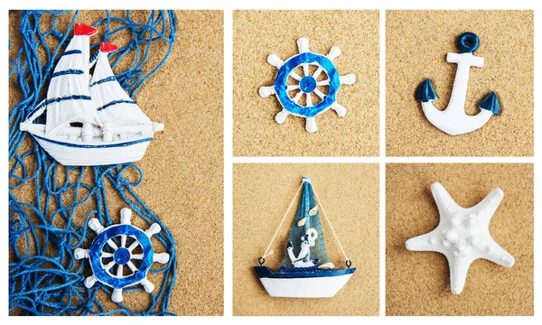 Collage of summer sea decoration