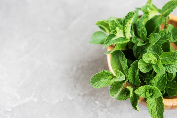 Cuenco Con Menta Fresca Sobre Fondo Viejo — Foto de Stock