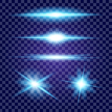 Parlak ışık efektlerinden oluşan yaratıcı bir konsept vektör kümesi siyah arka planda izole edilmiş kıvılcımlarla parlar. Resim tasarımı için, Noel kutlaması için pankart, sihirli ışık ışını