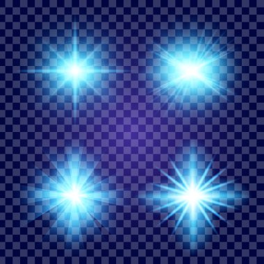 Parlak ışık efektlerinden oluşan yaratıcı bir konsept vektör kümesi siyah arka planda izole edilmiş kıvılcımlarla parlar. Resim tasarımı için, Noel kutlaması için pankart, sihirli ışık ışını