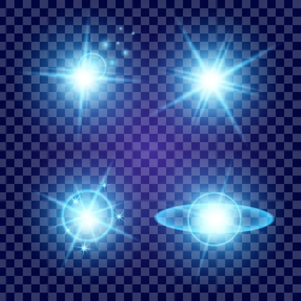 Concepto creativo Conjunto vectorial de estrellas con efecto de luz brillante estalla con destellos aislados sobre fondo negro. Para el diseño de arte de la plantilla de ilustración, banner para celebrar la Navidad, rayo mágico de energía flash — Archivo Imágenes Vectoriales