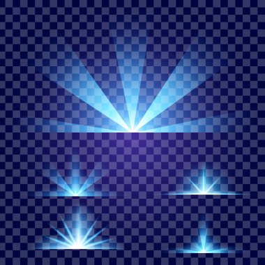 Parlak ışık efektlerinden oluşan yaratıcı bir konsept vektör kümesi siyah arka planda izole edilmiş kıvılcımlarla parlar. Resim tasarımı için, Noel kutlaması için pankart, sihirli ışık ışını