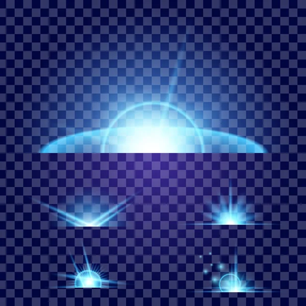 Parlak ışık efektlerinden oluşan yaratıcı bir konsept vektör kümesi siyah arka planda izole edilmiş kıvılcımlarla parlar. Resim tasarımı için, Noel kutlaması için pankart, sihirli ışık ışını