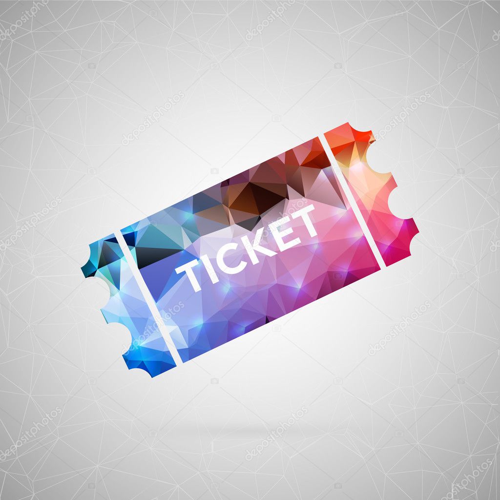 Abstract creative concept vector icon of lottery ticket. For web and mobile content isolated on background, unusual template design, flat silhouette object and social media image, triangle art origami