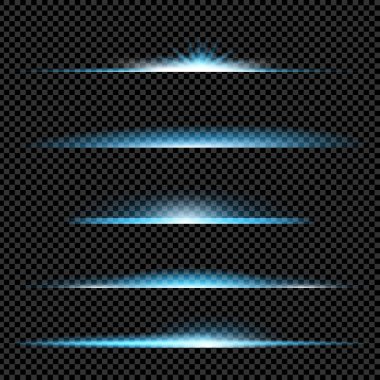 Parlak ışık efektlerinden oluşan yaratıcı bir konsept vektör kümesi siyah arka planda izole edilmiş kıvılcımlarla parlar. Resim tasarımı için, Noel kutlaması için pankart, sihirli ışık ışını