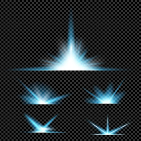 Concepto creativo Conjunto vectorial de estrellas con efecto de luz brillante estalla con destellos aislados sobre fondo negro. Para el diseño de arte de la plantilla de ilustración, banner para celebrar la Navidad, rayo mágico de energía flash — Vector de stock