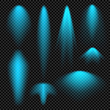 Parlak ışık efektlerinden oluşan yaratıcı bir konsept vektör kümesi siyah arka planda izole edilmiş kıvılcımlarla parlar. Resim tasarımı için, Noel kutlaması için pankart, sihirli ışık ışını