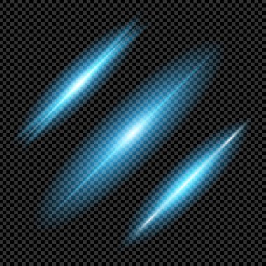 Parlak ışık efektlerinden oluşan yaratıcı bir konsept vektör kümesi siyah arka planda izole edilmiş kıvılcımlarla parlar. Resim tasarımı için, Noel kutlaması için pankart, sihirli ışık ışını