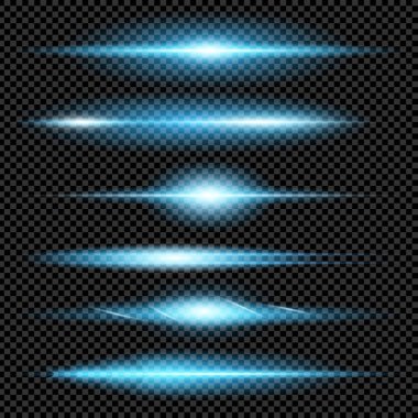 Parlak ışık efektlerinden oluşan yaratıcı bir konsept vektör kümesi siyah arka planda izole edilmiş kıvılcımlarla parlar. Resim tasarımı için, Noel kutlaması için pankart, sihirli ışık ışını