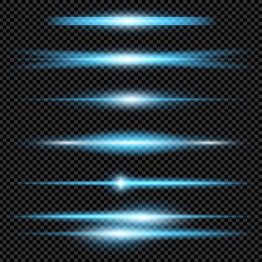 Parlak ışık efektlerinden oluşan yaratıcı bir konsept vektör kümesi siyah arka planda izole edilmiş kıvılcımlarla parlar. Resim tasarımı için, Noel kutlaması için pankart, sihirli ışık ışını