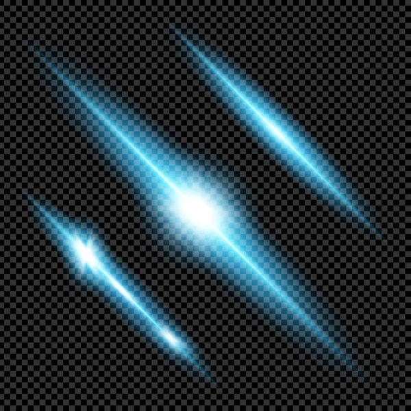 Concetto creativo Set vettoriale di stelle effetto luce bagliore esplode con scintille isolate su sfondo nero. Per illustrazione modello art design, banner per Natale celebrare, raggio di energia flash magia — Vettoriale Stock