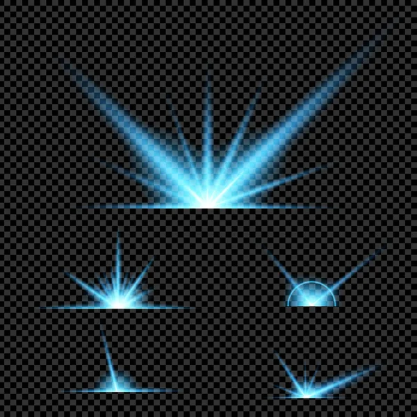 Parlak ışık efektlerinden oluşan yaratıcı bir konsept vektör kümesi siyah arka planda izole edilmiş kıvılcımlarla parlar. Resim tasarımı için, Noel kutlaması için pankart, sihirli ışık ışını