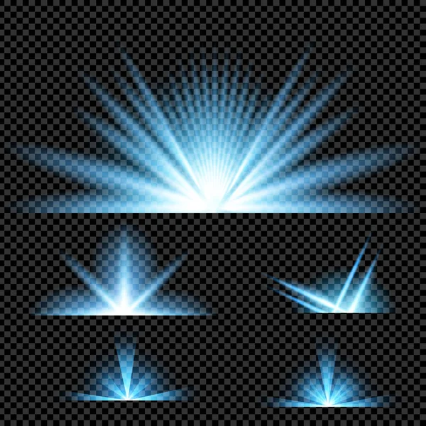 Parlak ışık efektlerinden oluşan yaratıcı bir konsept vektör kümesi siyah arka planda izole edilmiş kıvılcımlarla parlar. Resim tasarımı için, Noel kutlaması için pankart, sihirli ışık ışını