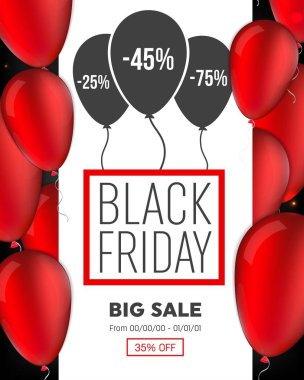 Soyut vektör kara Cuma satış planı. Sanat şablonu tasarımı, liste, sayfa, taklit broşür stili, afiş, fikir, kapak, kitap, boş, kart, reklam, poster, rozet