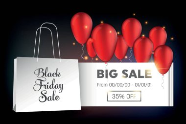 Soyut vektör kara Cuma satış planı. Sanat şablonu tasarımı, liste, sayfa, taklit broşür stili, afiş, fikir, kapak, kitap, boş, kart, reklam, poster, rozet