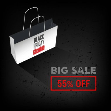 Soyut vektör kara Cuma satış planı. Sanat şablonu tasarımı, liste, sayfa, taklit broşür stili, afiş, fikir, kapak, kitap, boş, kart, reklam, poster, rozet