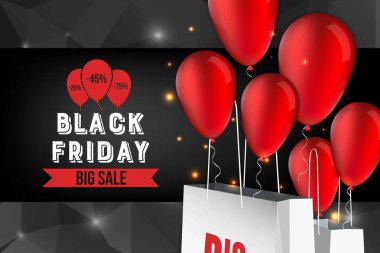 Soyut vektör kara Cuma satış planı. Sanat şablonu tasarımı, liste, sayfa, taklit broşür stili, afiş, fikir, kapak, kitap, boş, kart, reklam, poster, rozet