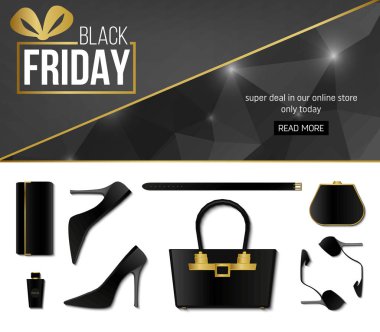 Soyut vektör kara Cuma satış planı. Sanat şablonu tasarımı, liste, sayfa, taklit broşür stili, afiş, fikir, kapak, kitap, boş, kart, reklam, poster, rozet