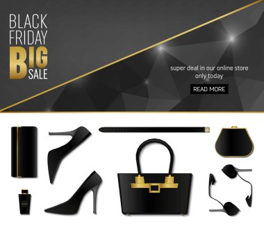 Soyut vektör kara Cuma satış planı. Sanat şablonu tasarımı, liste, sayfa, taklit broşür stili, afiş, fikir, kapak, kitap, boş, kart, reklam, poster, rozet